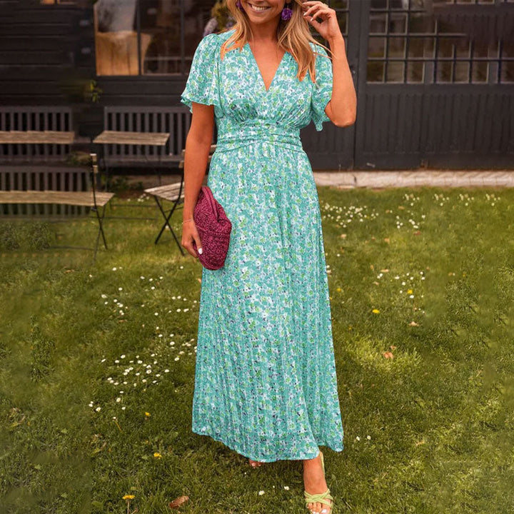 Brigid | Women's Floral Sundress V-Neck Wrap Maxi Dress