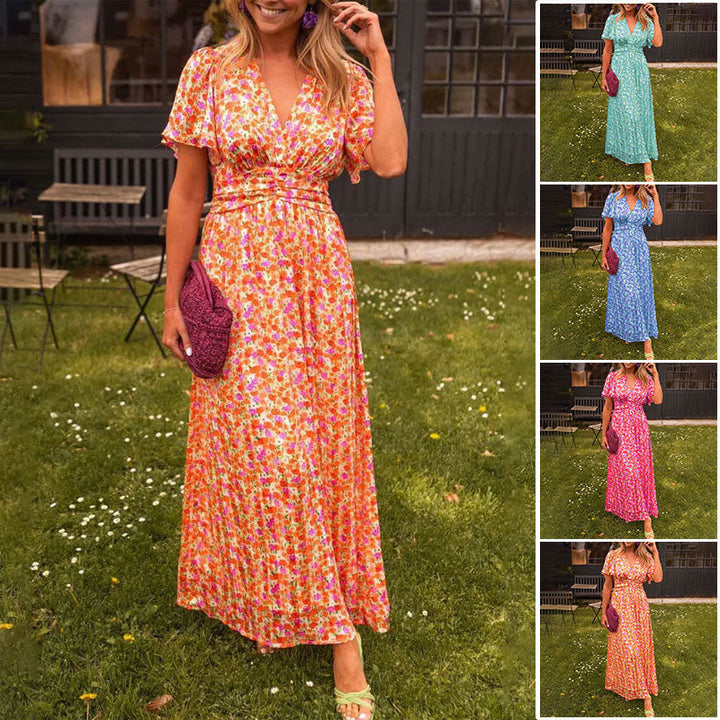 Brigid | Women's Floral Sundress V-Neck Wrap Maxi Dress