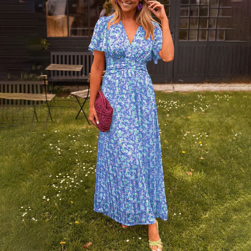 Brigid | Women's Floral Sundress V-Neck Wrap Maxi Dress