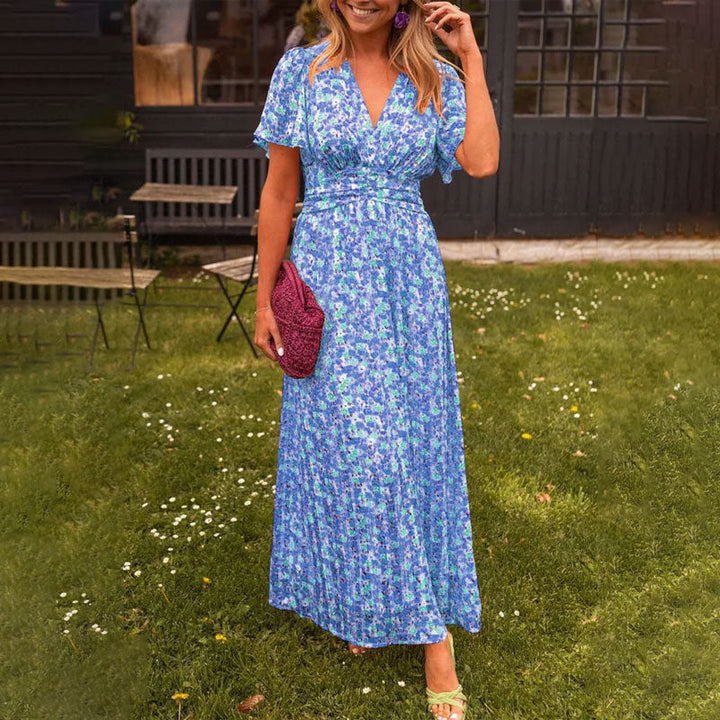 Brigid | Women's Floral Sundress V-Neck Wrap Maxi Dress