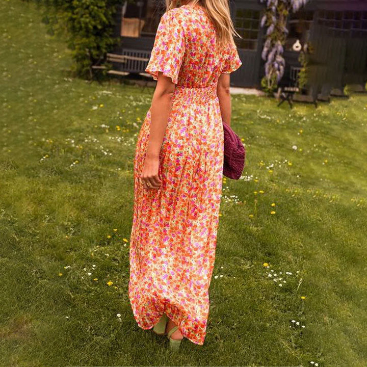 Brigid | Women's Floral Sundress V-Neck Wrap Maxi Dress