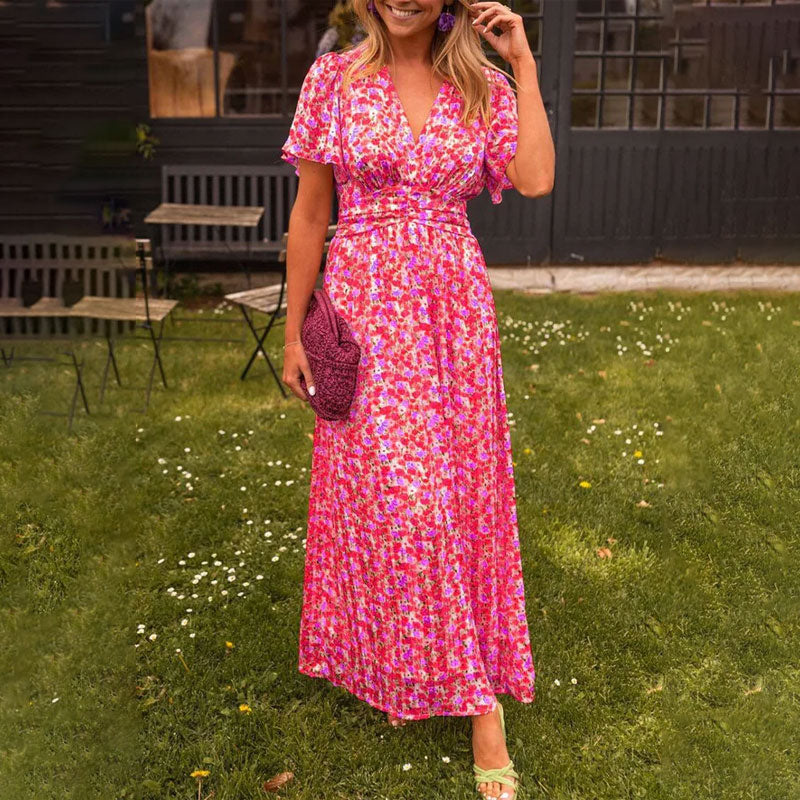 Brigid | Women's Floral Sundress V-Neck Wrap Maxi Dress
