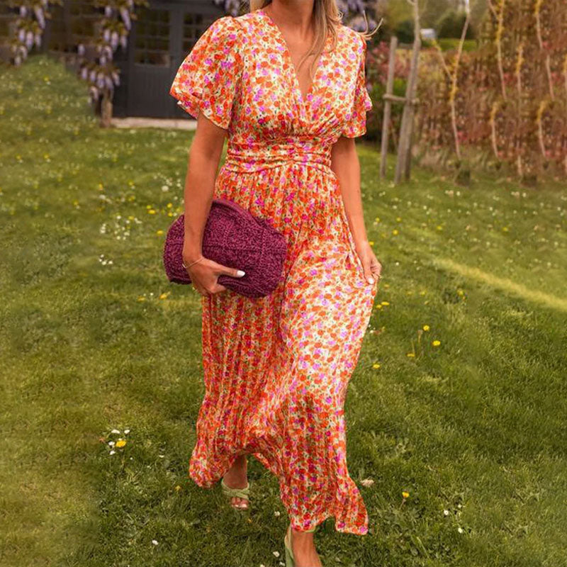 Brigid | Women's Floral Sundress V-Neck Wrap Maxi Dress