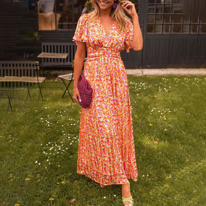 Brigid | Women's Floral Sundress V-Neck Wrap Maxi Dress