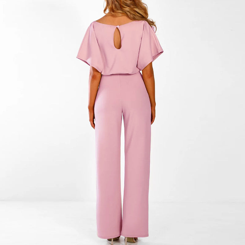 Ivar | Women's Chic Wide Leg Belted Jumpsuit