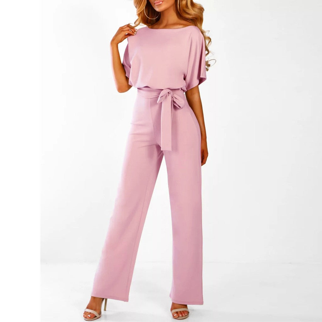 Ivar | Women's Chic Wide Leg Belted Jumpsuit
