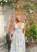 Gunnvor | Women's Floral V-Neck Sleeveless A-Line Midi Sundress