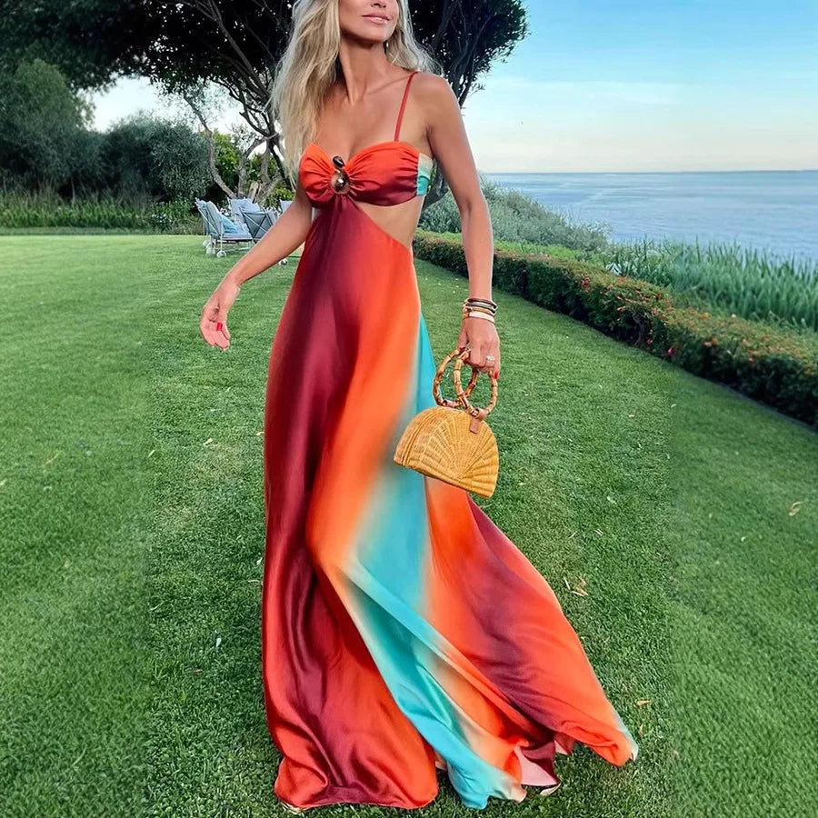 Carys | Women's Cutout Spaghetti Strap Maxi Prom Dress