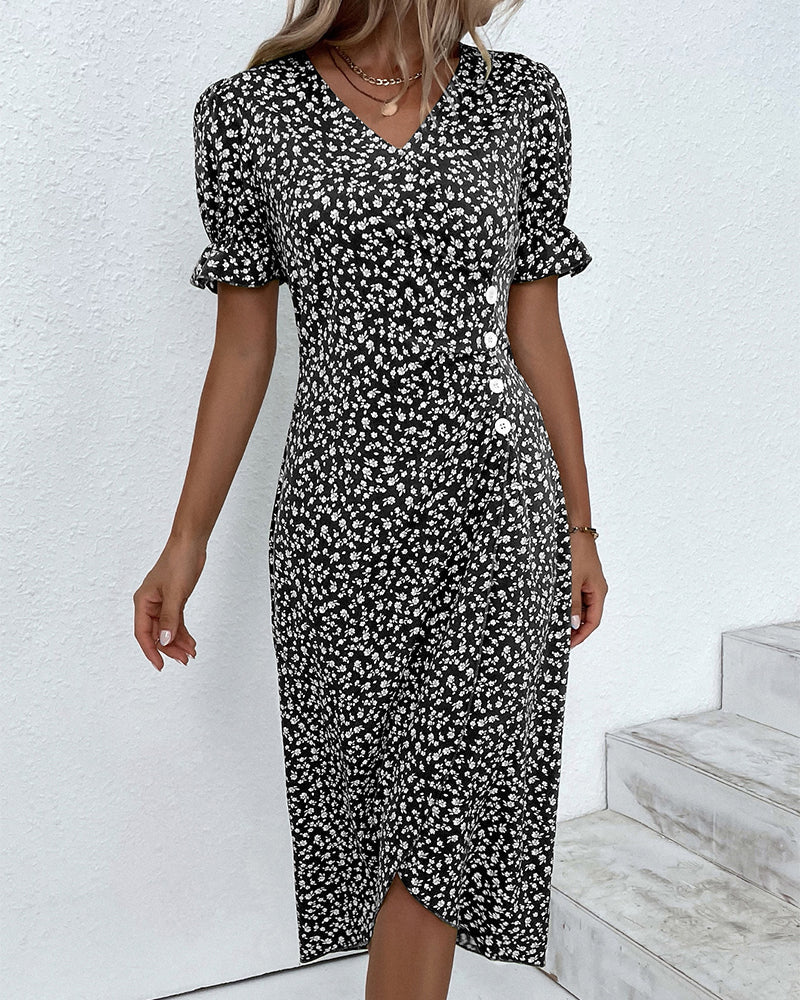 Juno | Women's Chic Floral Wrap Midi Sundress