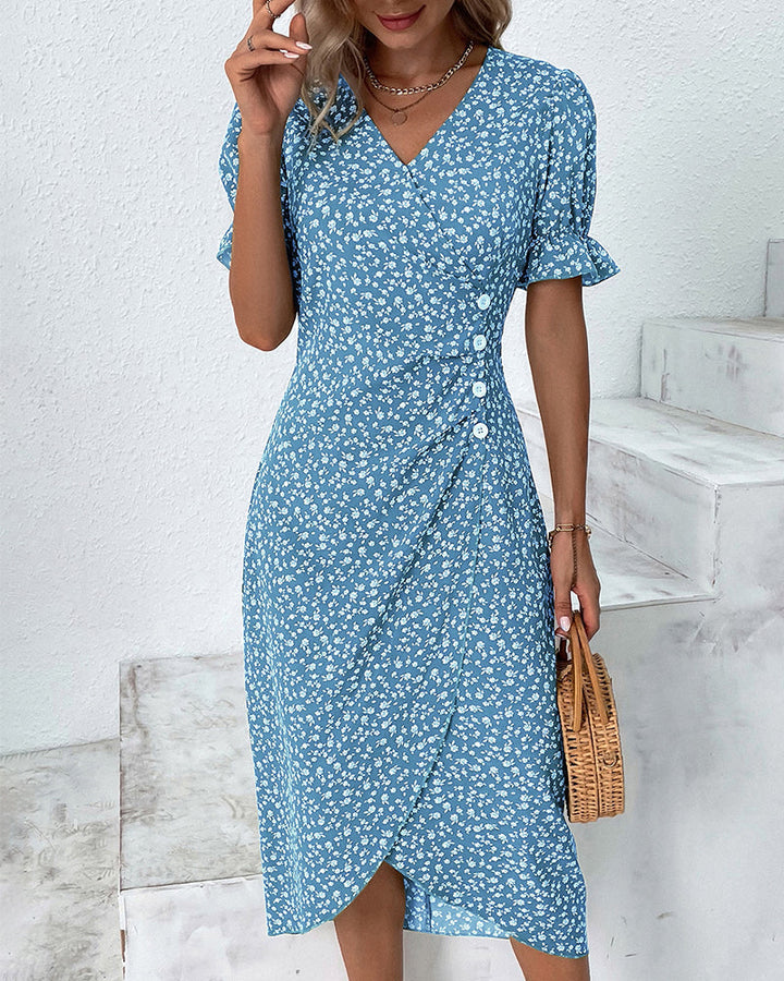 Juno | Women's Chic Floral Wrap Midi Sundress