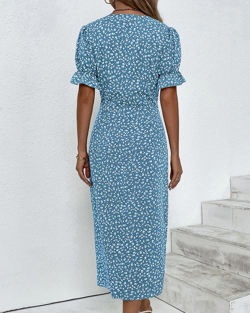 Juno | Women's Chic Floral Wrap Midi Sundress