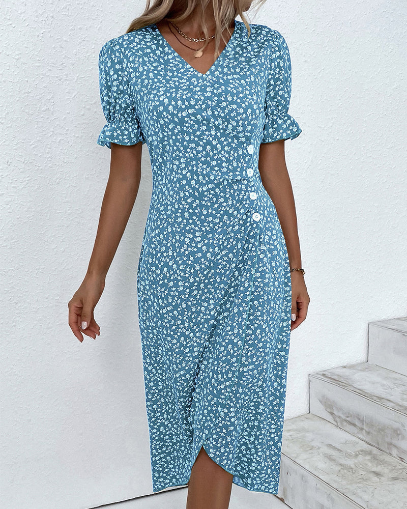 Juno | Women's Chic Floral Wrap Midi Sundress