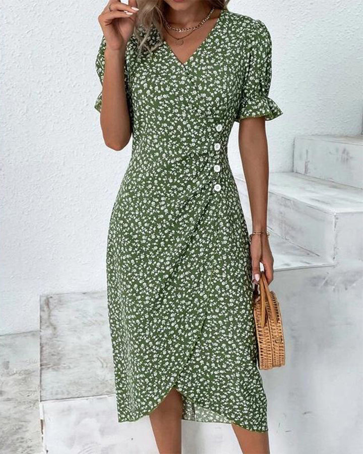 Juno | Women's Chic Floral Wrap Midi Sundress