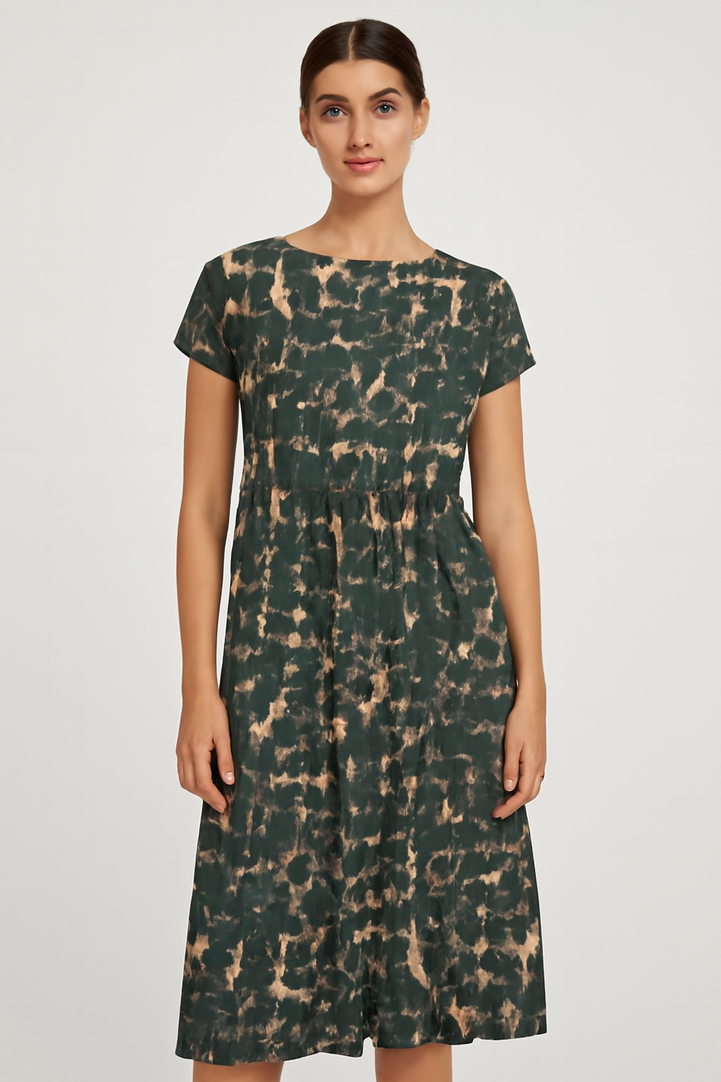 Hedvig | Women's Floral Round Neck Short Sleeve Tiered Midi Dress