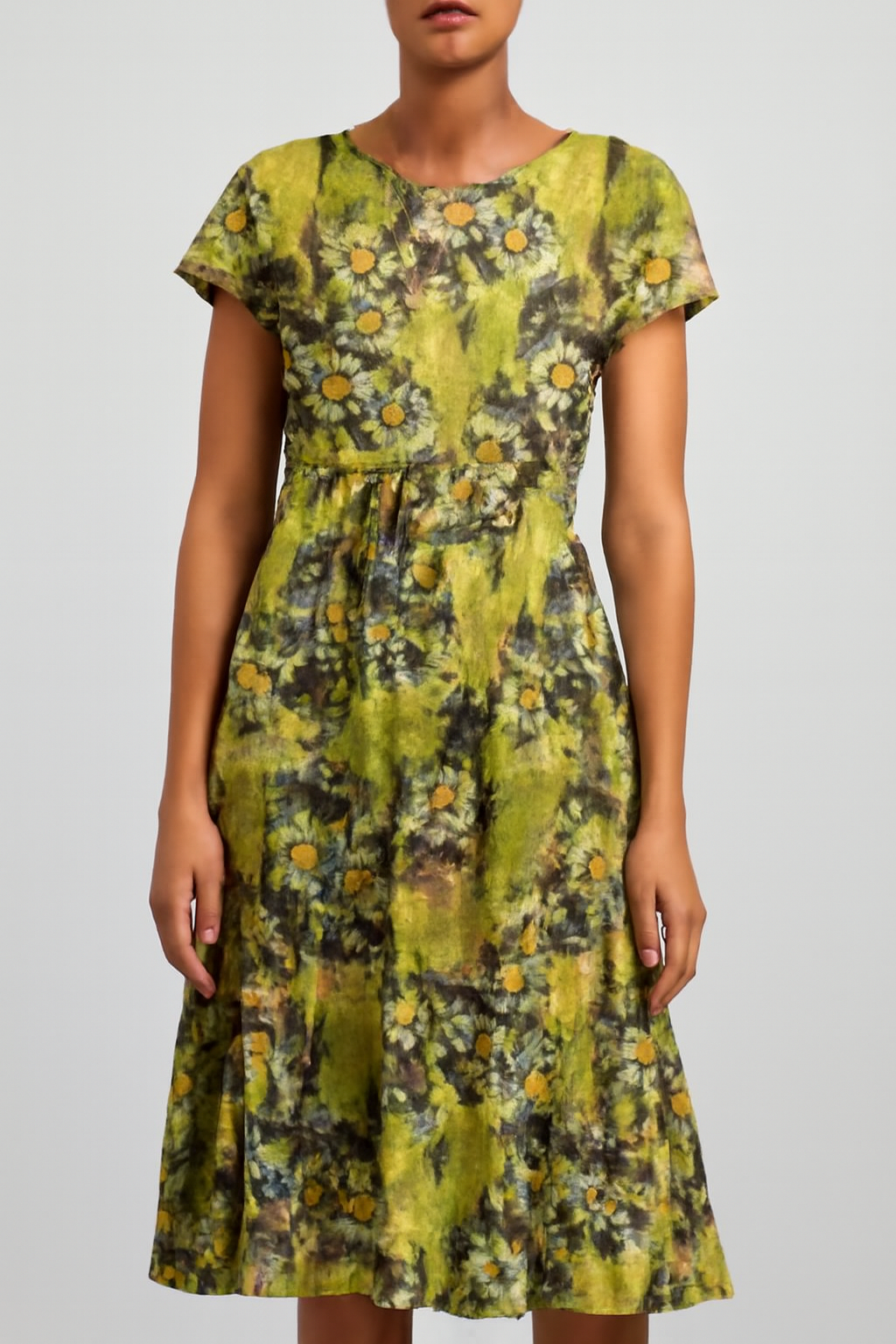 Hedvig | Women's Floral Round Neck Short Sleeve Tiered Midi Dress