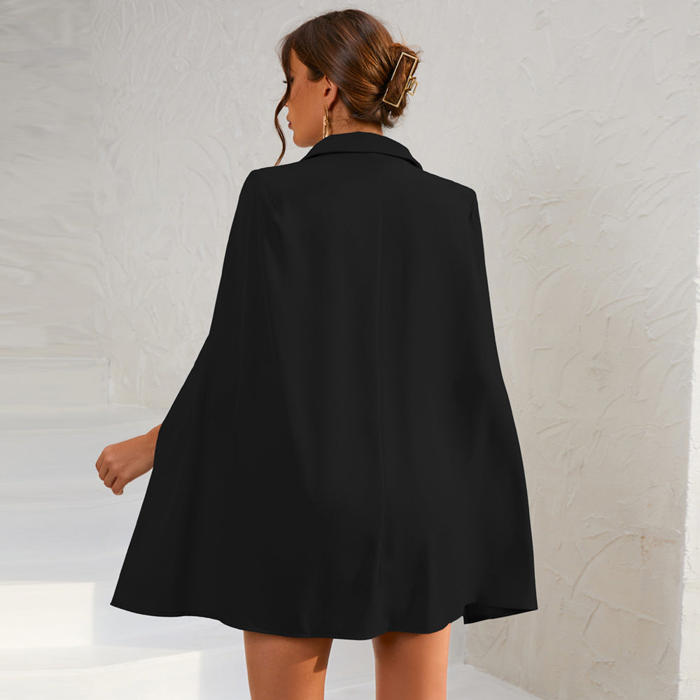 Blanche | Women's Chic Double-Breasted Cape Sleeve Blazer Mini Dress