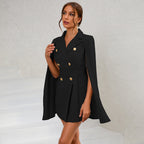 Blanche | Women's Chic Double-Breasted Cape Sleeve Blazer Mini Dress