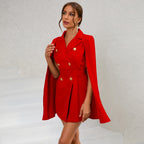 Blanche | Women's Chic Double-Breasted Cape Sleeve Blazer Mini Dress