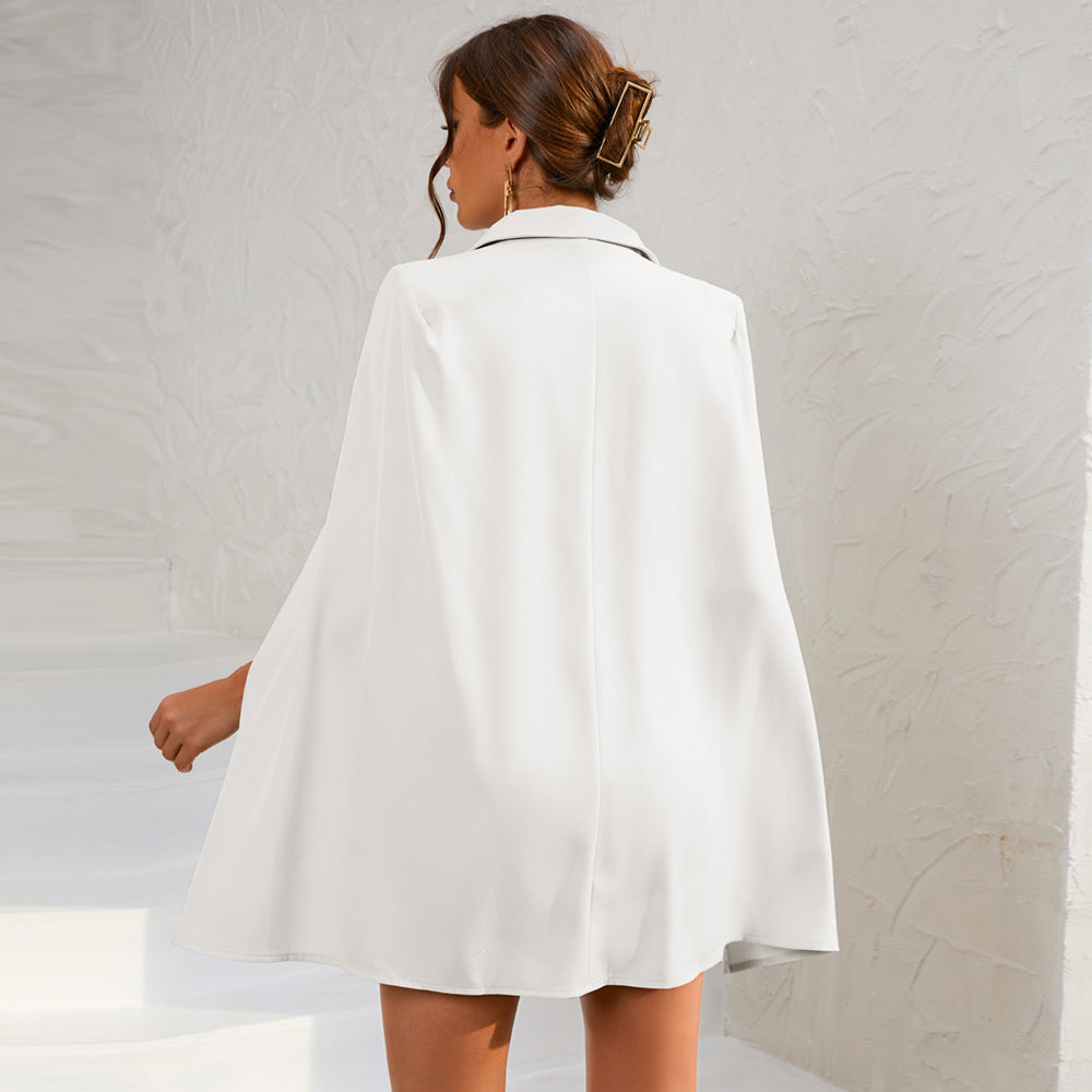 Blanche | Women's Chic Double-Breasted Cape Sleeve Blazer Mini Dress