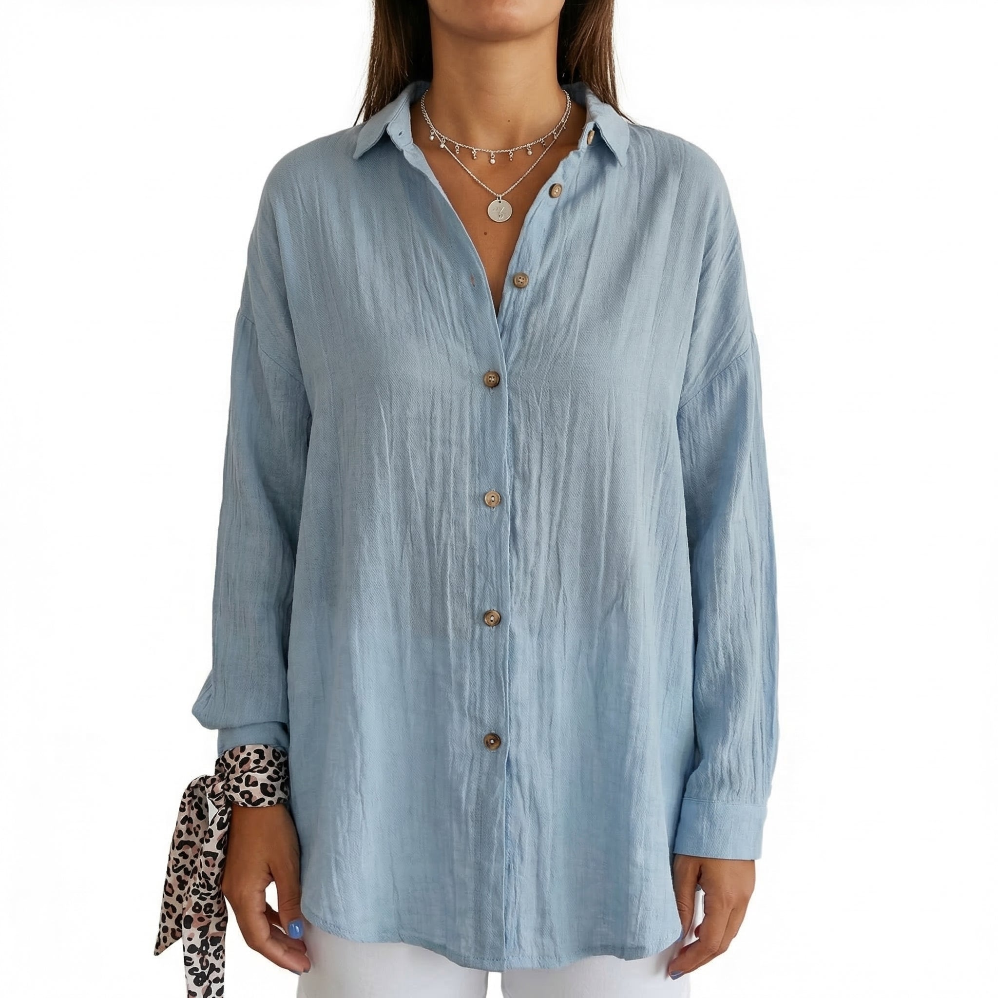 Elara | Women's Casual Button-Up Long Blouse