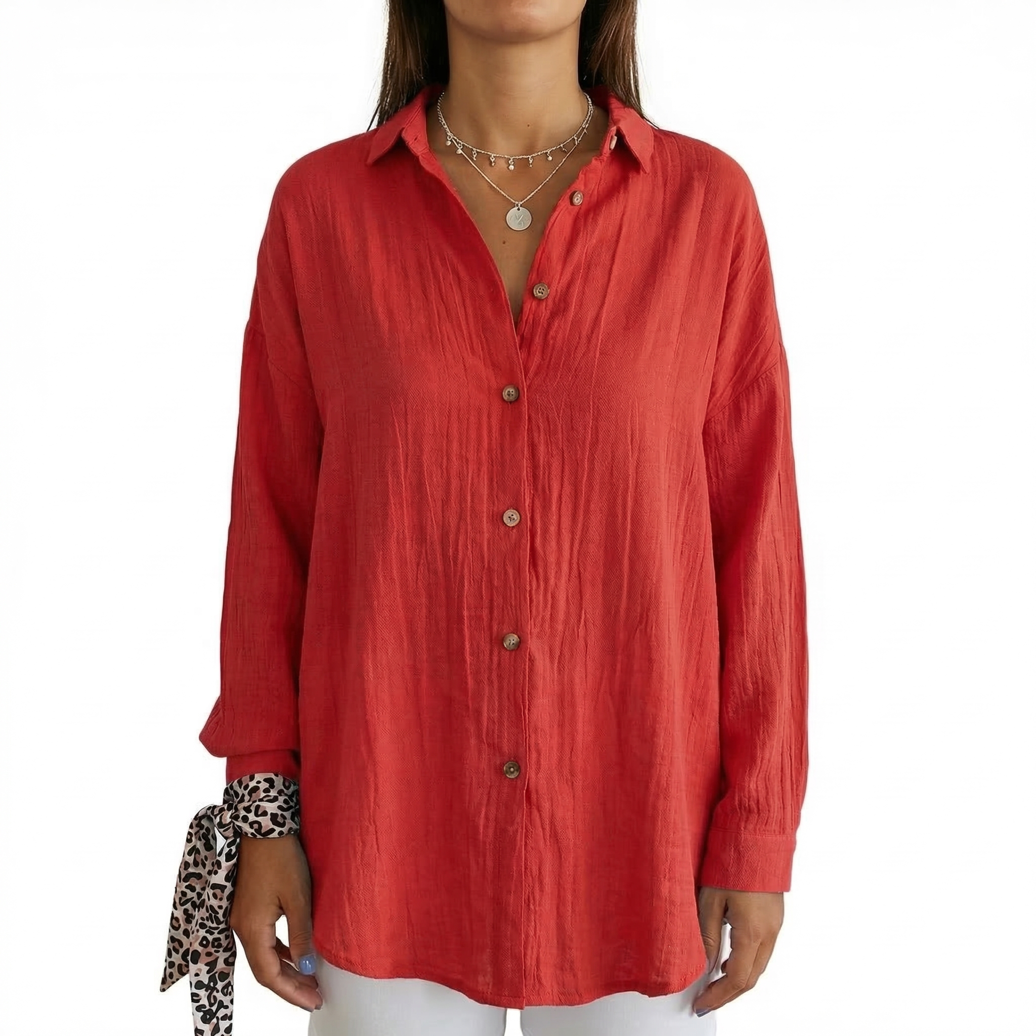 Elara | Women's Casual Button-Up Long Blouse