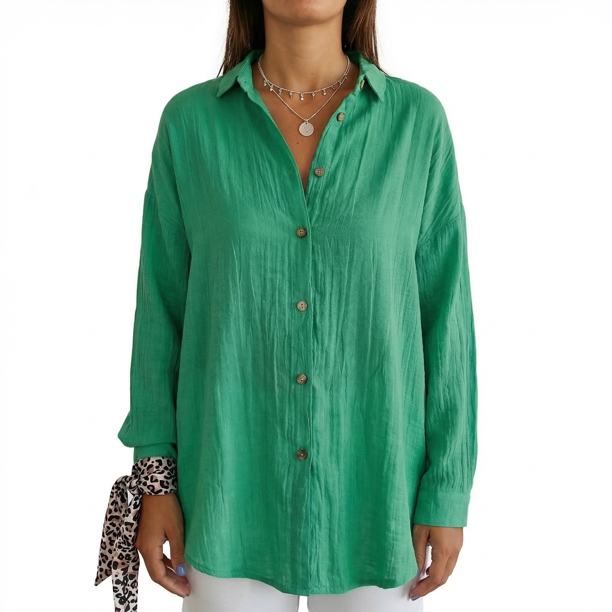 Elara | Women's Casual Button-Up Long Blouse