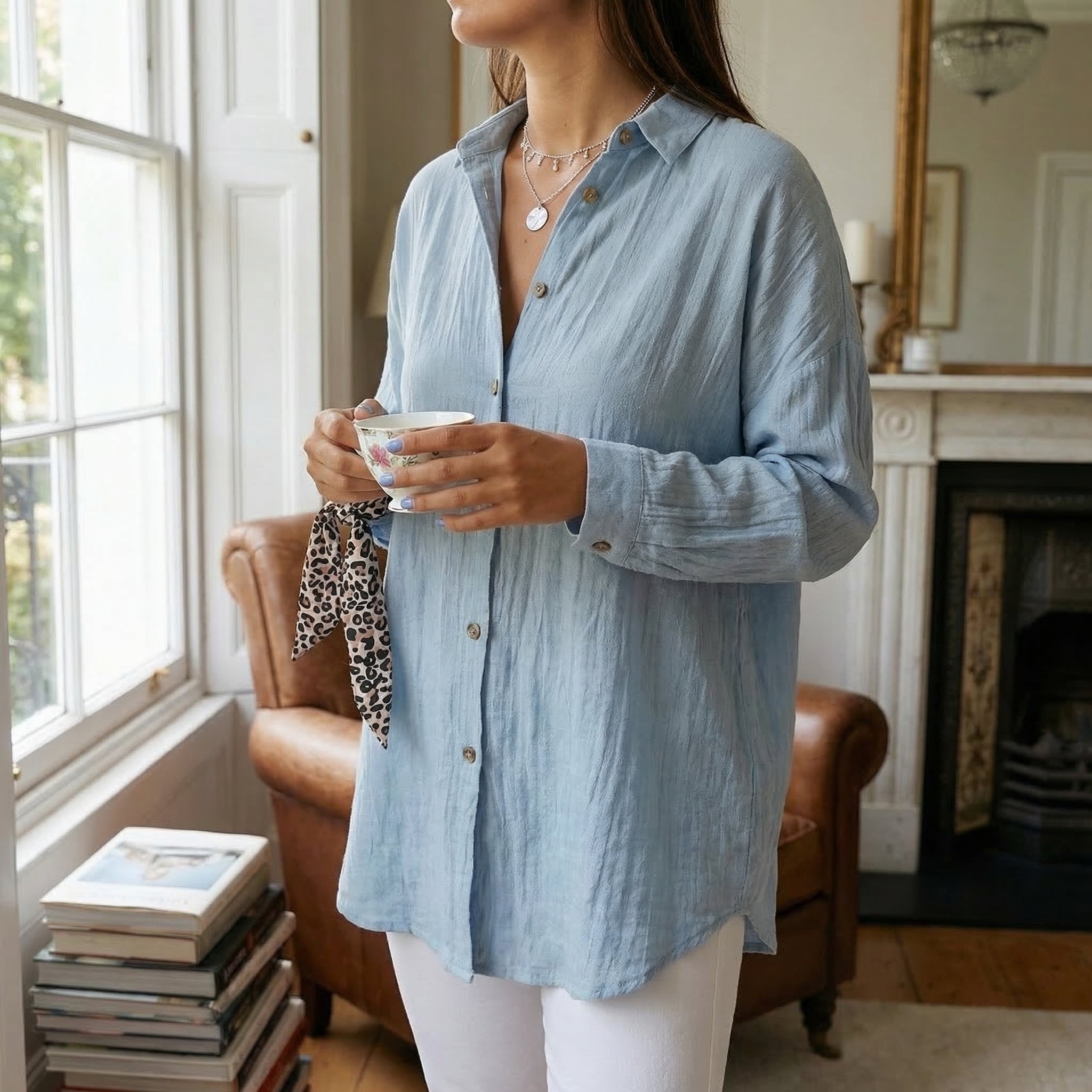 Elara | Women's Casual Button-Up Long Blouse