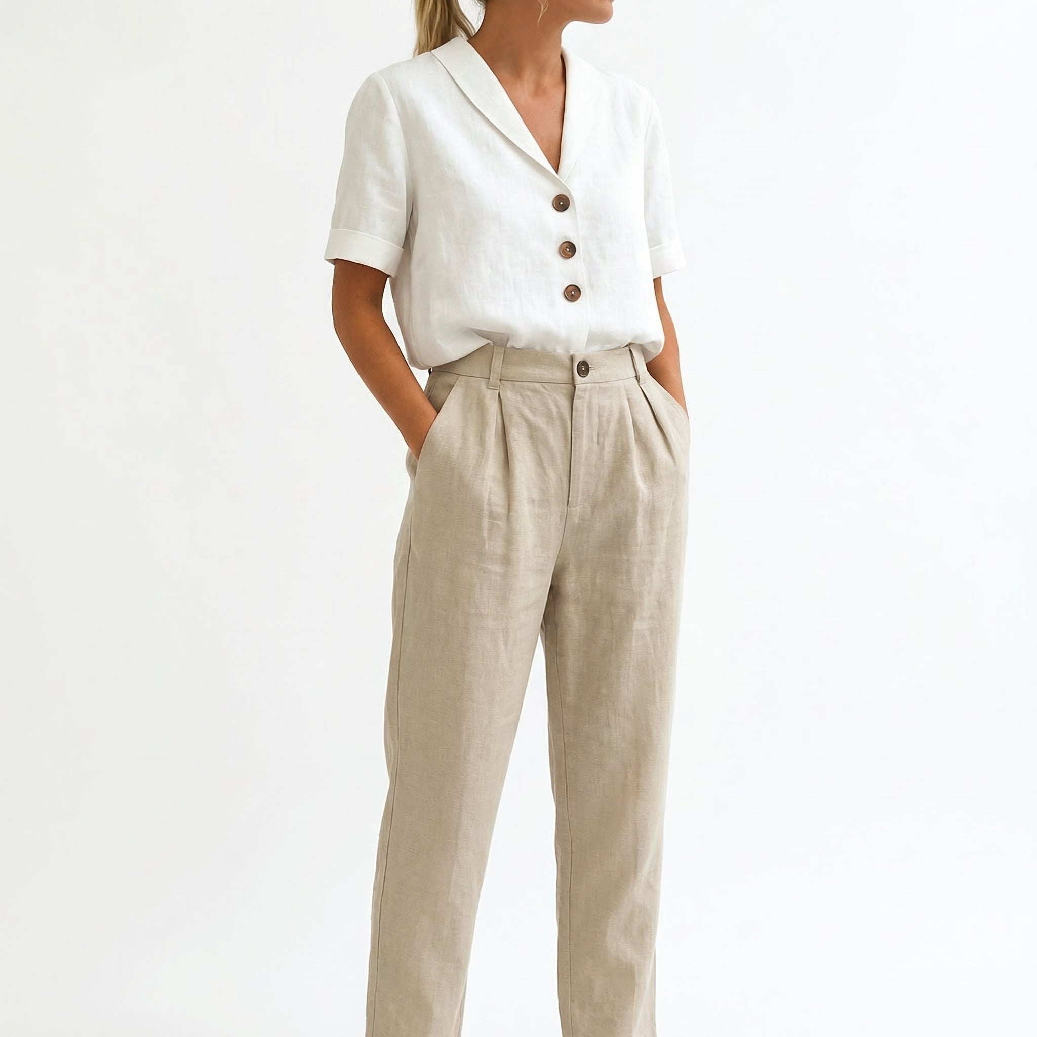 Mireya | Women's Button V-Neck Blouse Shirt