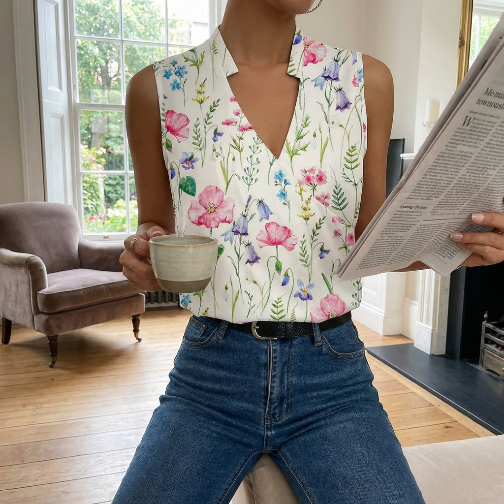 Kaia | Women's Sleeveless Wrap V-Neck Shirt