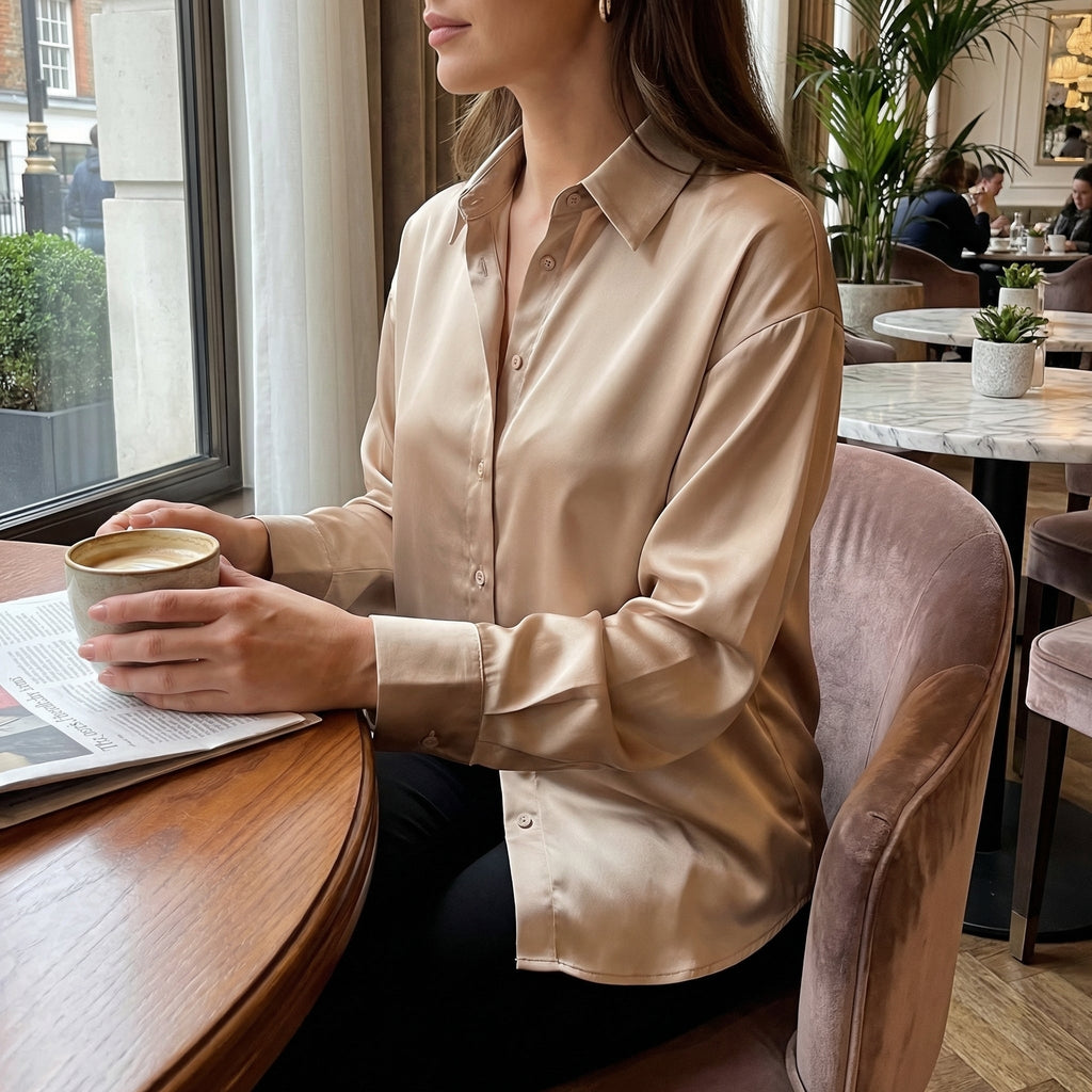 Elira | Women's Satin Button-Up Blouse