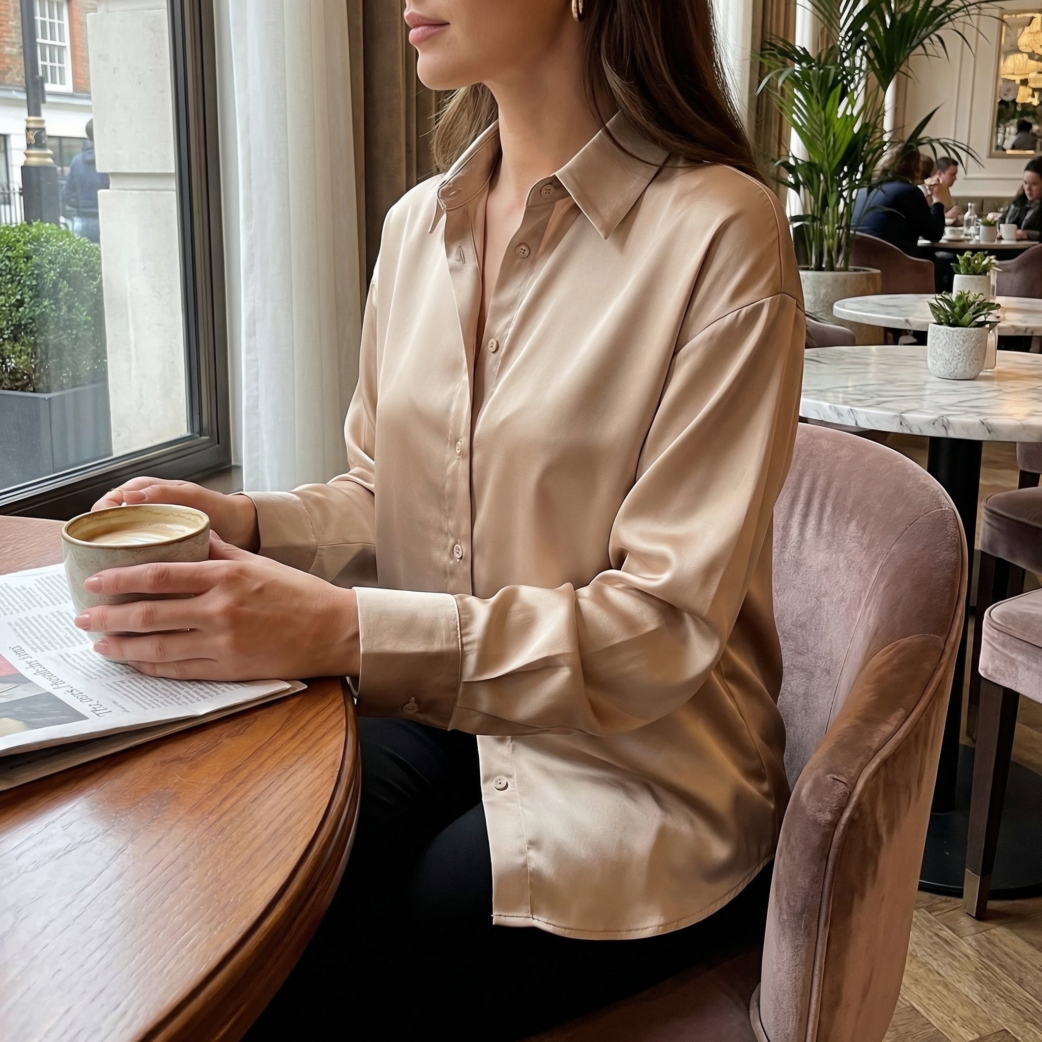 Elira | Women's Satin Button-Up Blouse