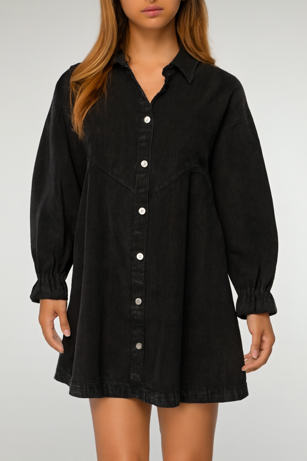 Idony | Women's Casual Button-Down Long Sleeve Mini Shirt Dress