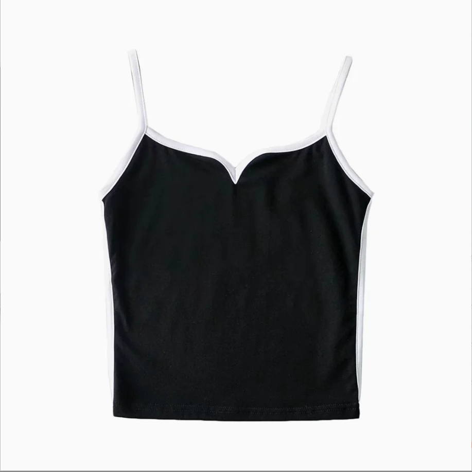 Ysolira | Women's Heart Neckline Contrast Trim Cami Corset Top