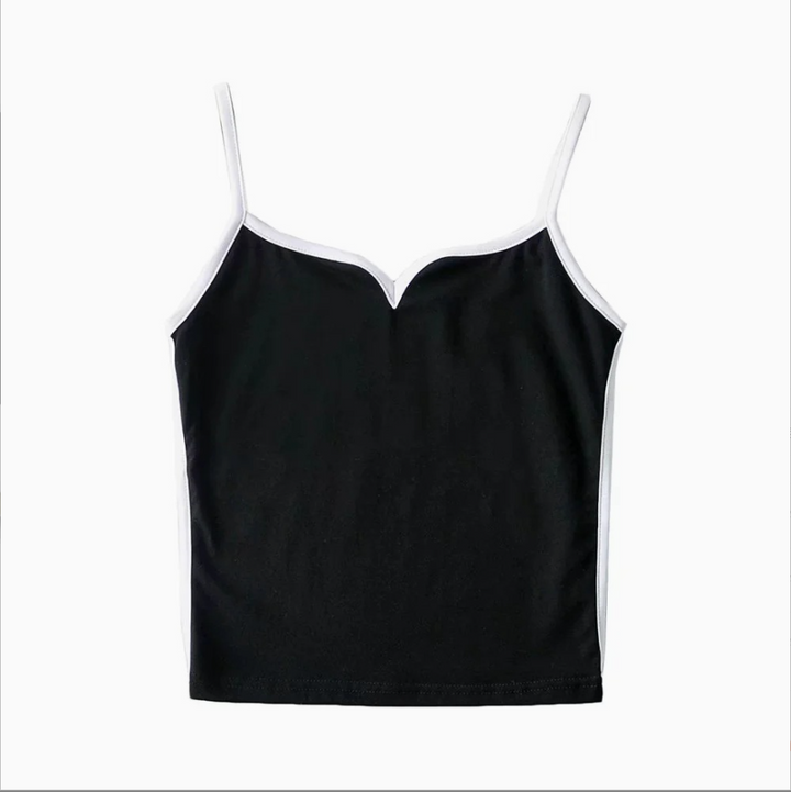 Ysolira | Women's Heart Neckline Contrast Trim Cami Corset Top