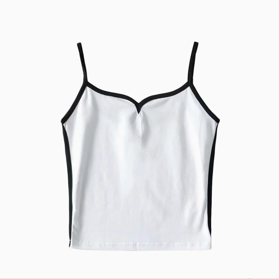 Ysolira | Women's Heart Neckline Contrast Trim Cami Corset Top