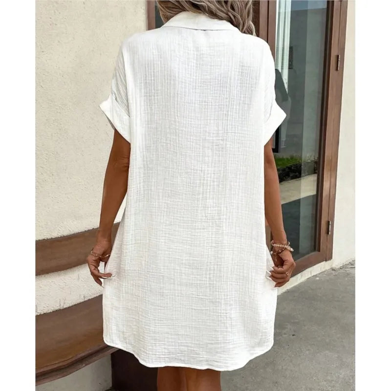 Ursula | Women's Casual Button-Down Shirt Midi Dress