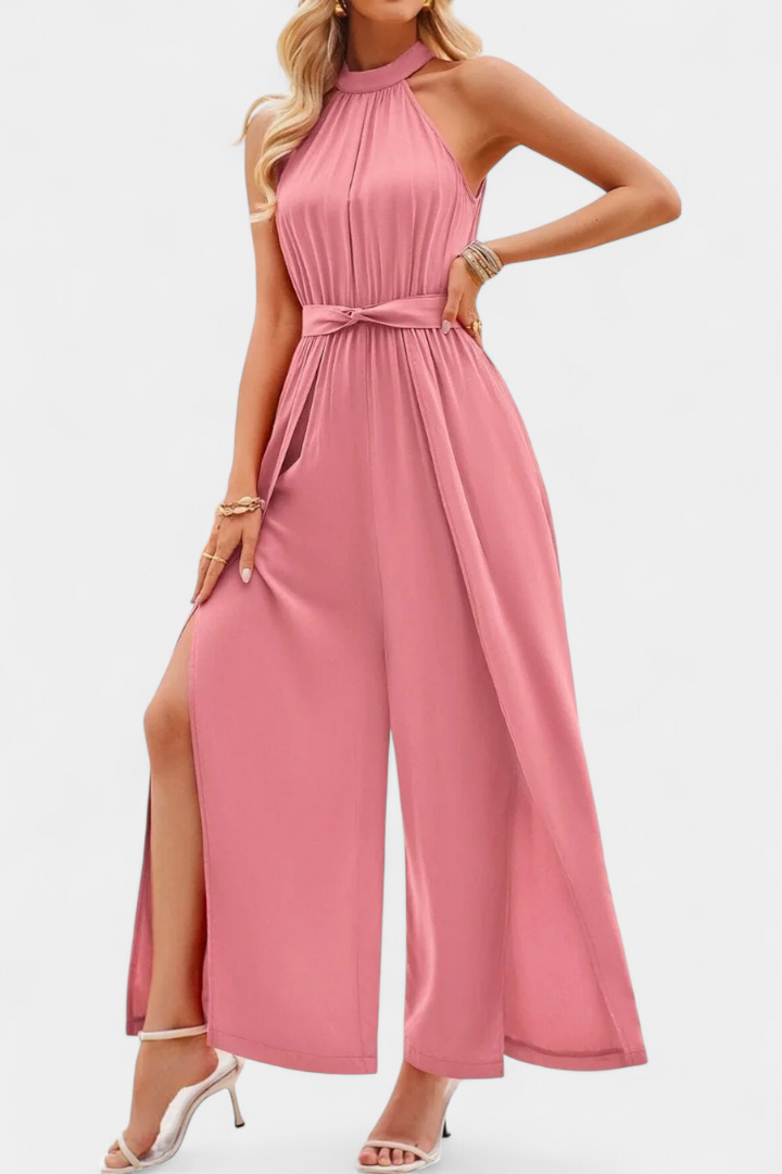 Nyree Asymmetric Jumpsuit with Cut-Out and Tie Sleeve