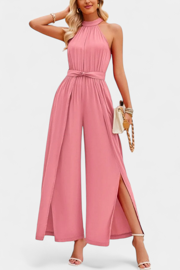 Nyree Asymmetric Jumpsuit with Cut-Out and Tie Sleeve