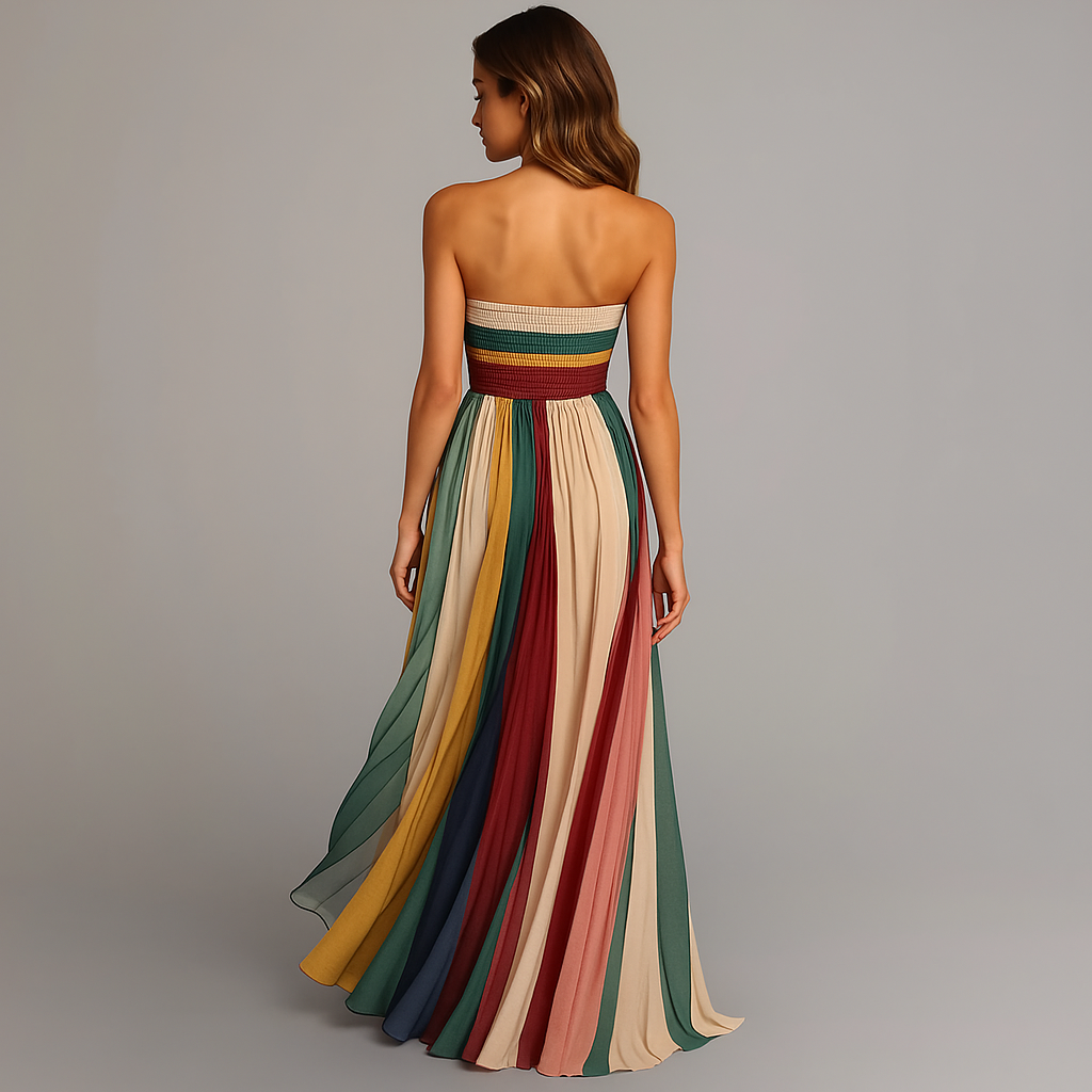 Judith | Women's Strapless Pleated Maxi Dress