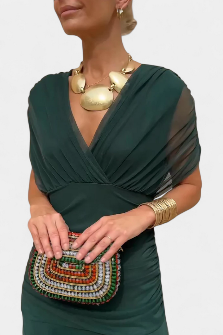 Florendra | Women's Off Shoulder V-Neck Midi Dress
