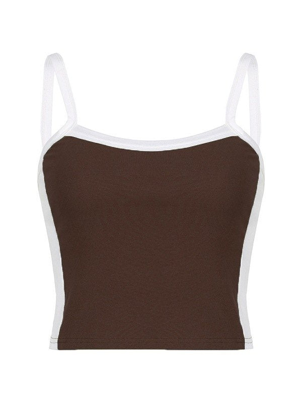 Vireya | Women's Contrast Trim Square Neck Cropped Cami Top