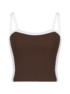 Vireya | Women's Contrast Trim Square Neck Cropped Cami Top