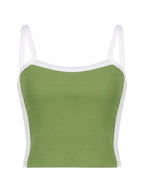 Vireya | Women's Contrast Trim Square Neck Cropped Cami Top