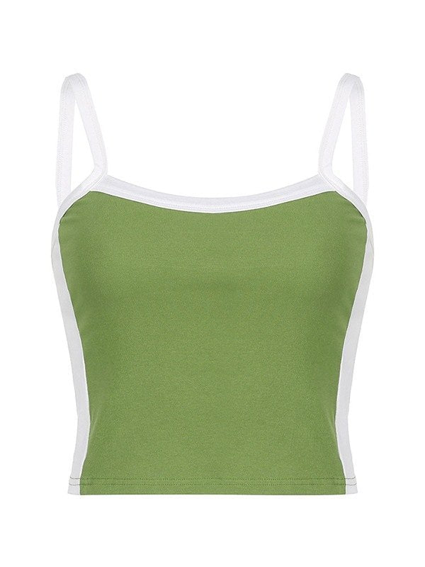 Vireya | Women's Contrast Trim Square Neck Cropped Cami Top