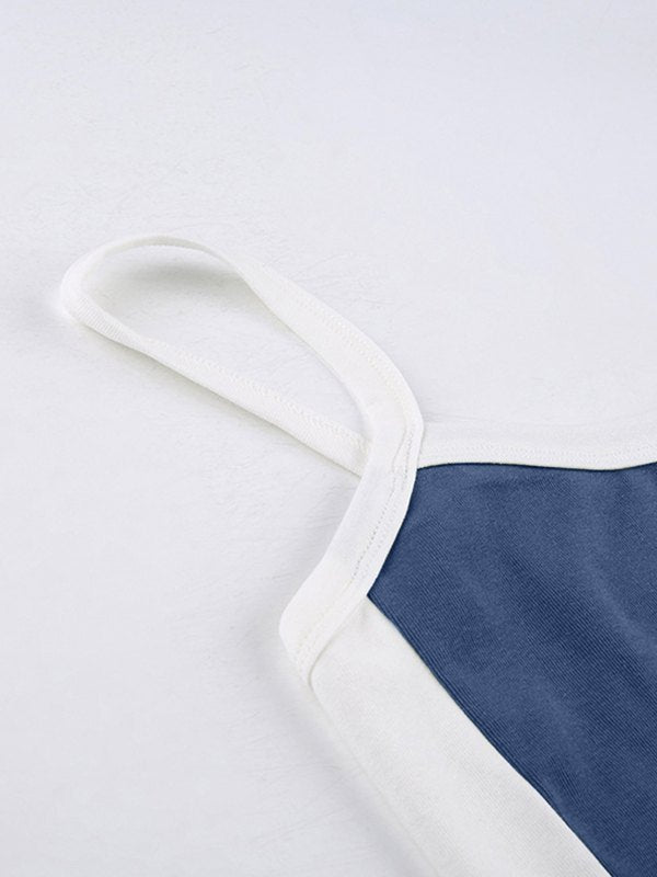 Vireya | Women's Contrast Trim Square Neck Cropped Cami Top