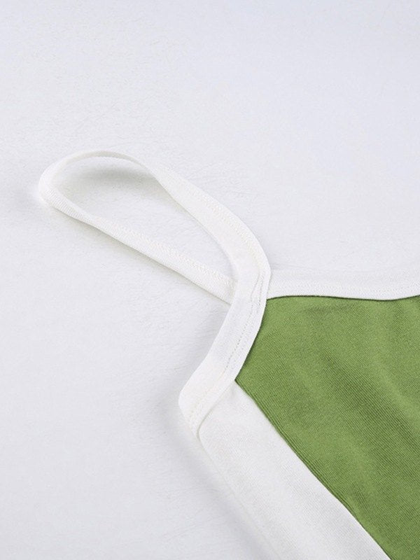 Vireya | Women's Contrast Trim Square Neck Cropped Cami Top