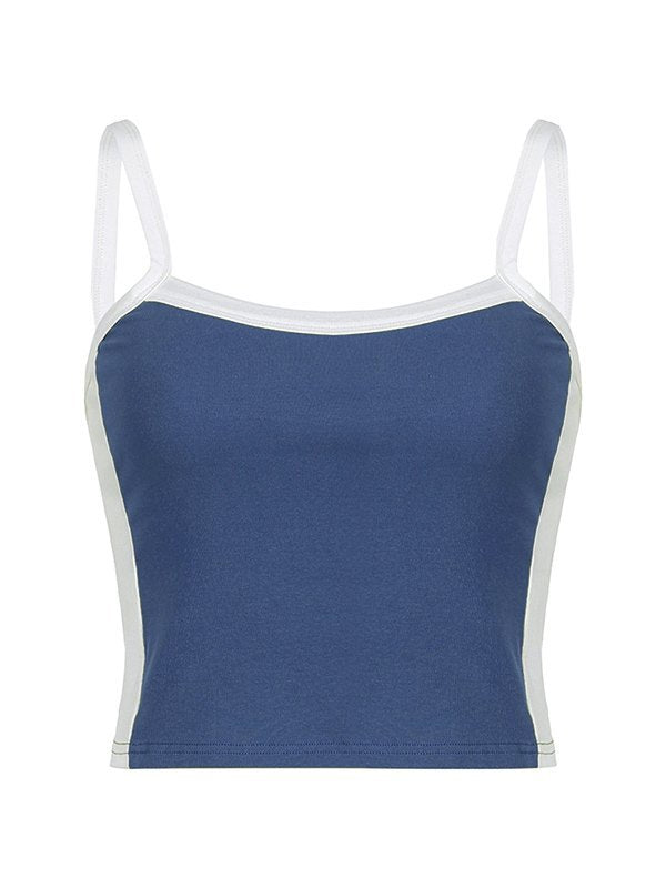 Vireya | Women's Contrast Trim Square Neck Cropped Cami Top