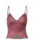 Althea | Women's Crisscross V-Neck Mesh Ruffle Hem Cami Top