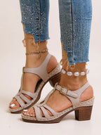 Indra | Women's Gladiator Strappy Block Heel Sandals