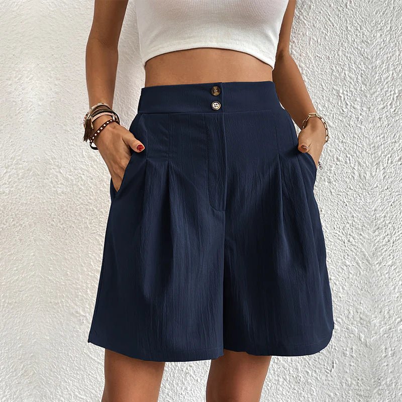 Rue | Women's High Waist Pleated Wide Leg Shorts